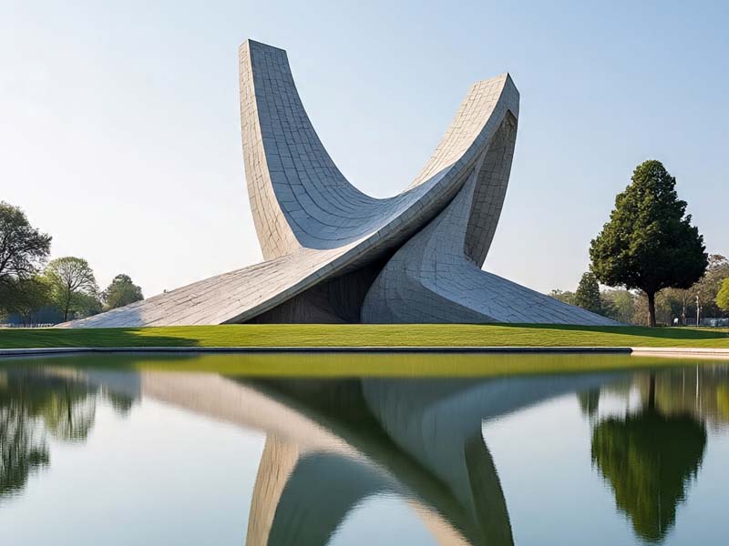 Monumen Abstrak di Tepi Air
